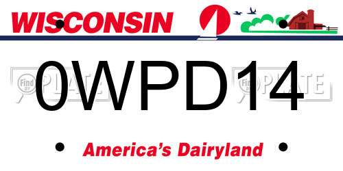 0WPD14 Wisconsin License Plate