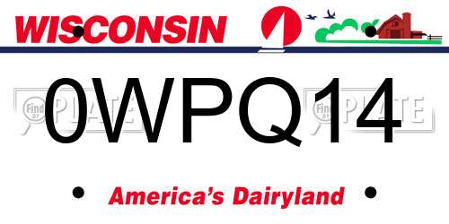 0WPQ14 Wisconsin License Plate