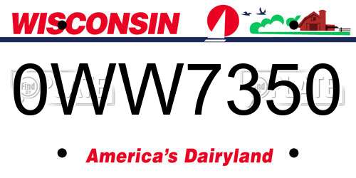 0WW7350 Wisconsin License Plate
