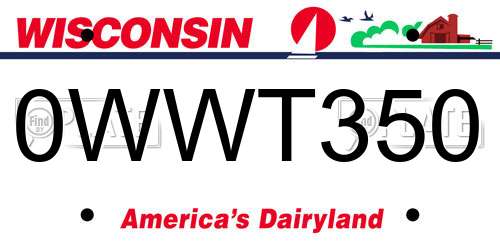 0WWT350 Wisconsin License Plate