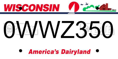 0WWZ350 Wisconsin License Plate