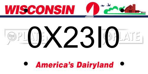 0X23I0 Wisconsin License Plate