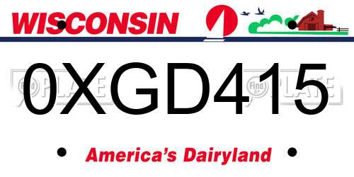 0XGD415 Wisconsin License Plate