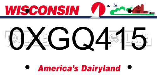 0XGQ415 Wisconsin License Plate