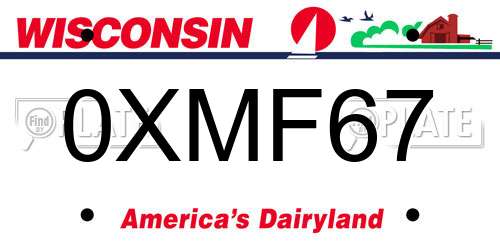 0XMF67 Wisconsin License Plate