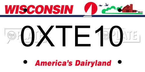 0XTE10 Wisconsin License Plate