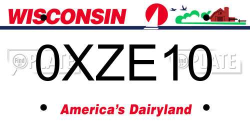 0XZE10 Wisconsin License Plate