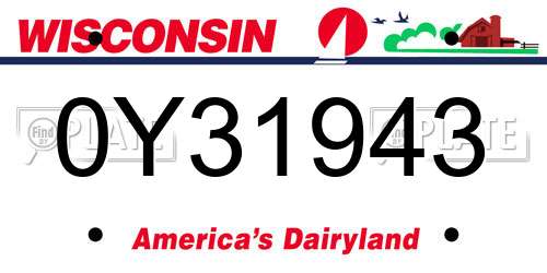 0Y31943 Wisconsin License Plate