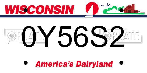 0Y56S2 Wisconsin License Plate