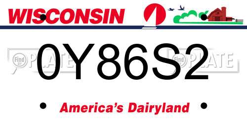 0Y86S2 Wisconsin License Plate