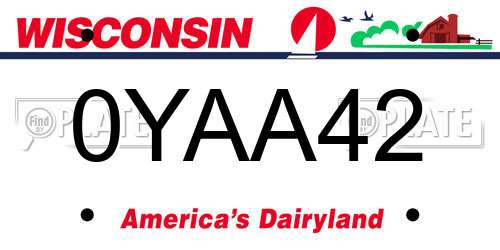 0YAA42 Wisconsin License Plate