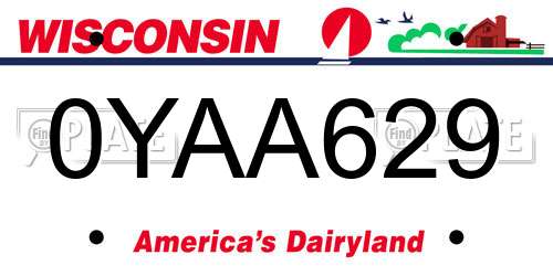 0YAA629 Wisconsin License Plate