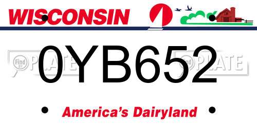 0YB652 Wisconsin License Plate