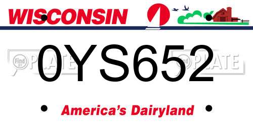 0YS652 Wisconsin License Plate