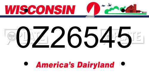 0Z26545 Wisconsin License Plate