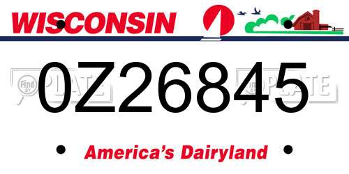 0Z26845 Wisconsin License Plate