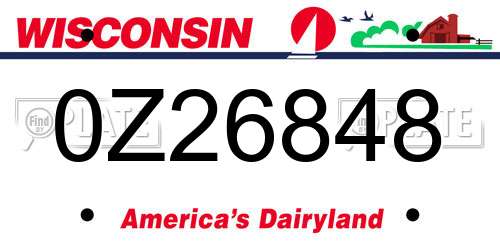 0Z26848 Wisconsin License Plate