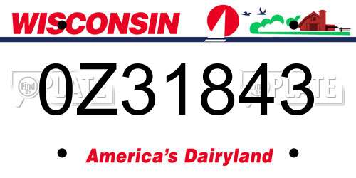 0Z31843 Wisconsin License Plate