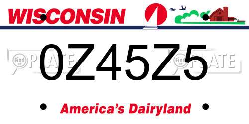0Z45Z5 Wisconsin License Plate