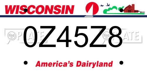 0Z45Z8 Wisconsin License Plate