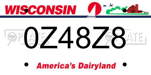 0Z48Z8 Wisconsin License Plate