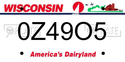 0Z49O5 Wisconsin License Plate