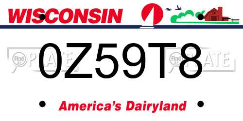 0Z59T8 Wisconsin License Plate