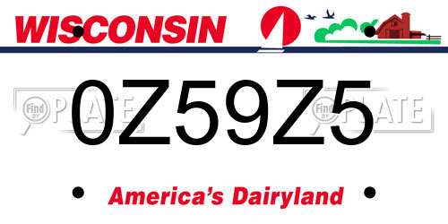 0Z59Z5 Wisconsin License Plate