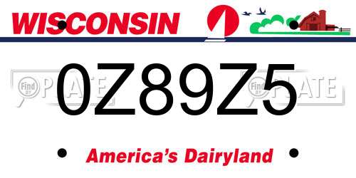 0Z89Z5 Wisconsin License Plate