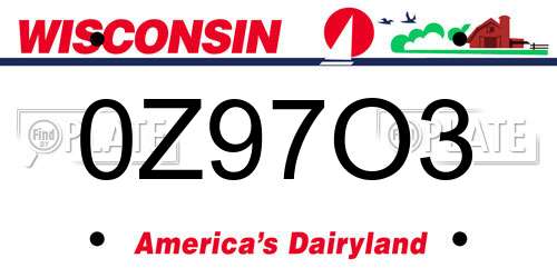 0Z97O3 Wisconsin License Plate