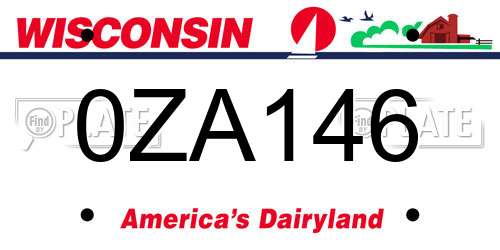 0ZA146 Wisconsin License Plate