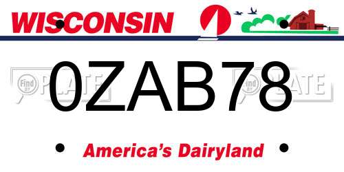 0ZAB78 Wisconsin License Plate