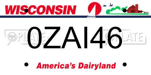 0ZAI46 Wisconsin License Plate