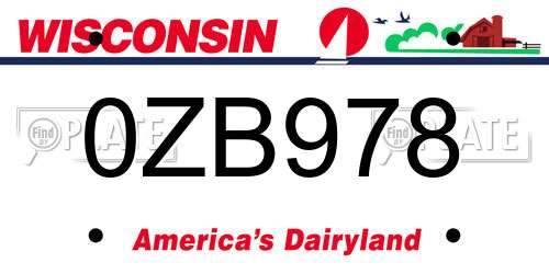 0ZB978 Wisconsin License Plate