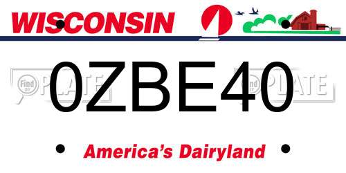 0ZBE40 Wisconsin License Plate