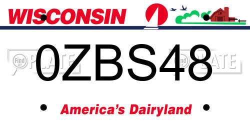 0ZBS48 Wisconsin License Plate