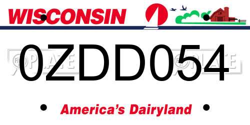 0ZDD054 Wisconsin License Plate