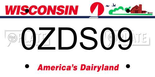 0ZDS09 Wisconsin License Plate