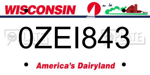 0ZEI843 Wisconsin License Plate