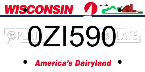 0ZI590 Wisconsin License Plate