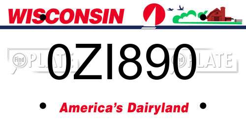 0ZI890 Wisconsin License Plate