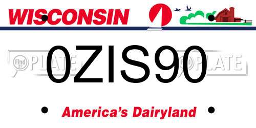 0ZIS90 Wisconsin License Plate