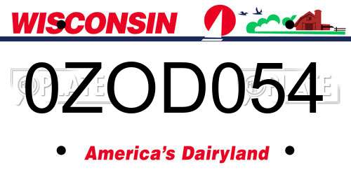 0ZOD054 Wisconsin License Plate