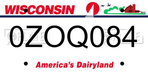 0ZOQ084 Wisconsin License Plate