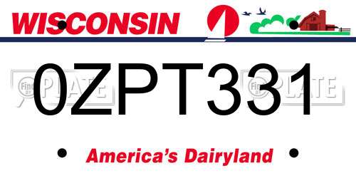 0ZPT331 Wisconsin License Plate