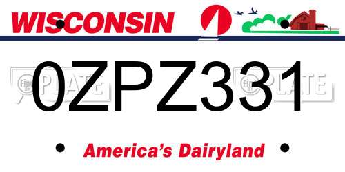0ZPZ331 Wisconsin License Plate