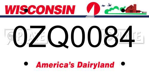 0ZQ0084 Wisconsin License Plate