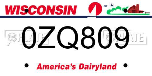 0ZQ809 Wisconsin License Plate