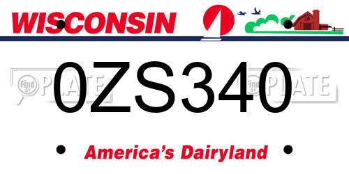 0ZS340 Wisconsin License Plate