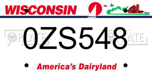 0ZS548 Wisconsin License Plate